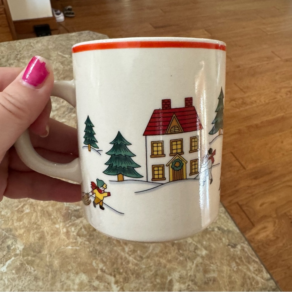 Jamestown China Coffee Mug Joy of Christmas Red Trim Sleigh Ride Holiday Cup